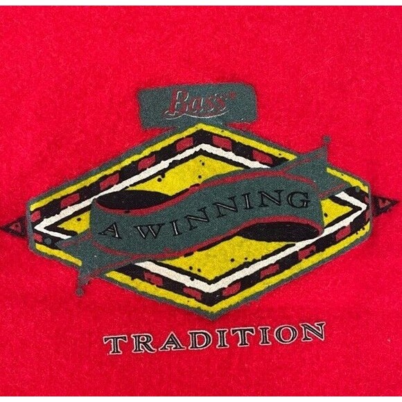 FARIBO Wool Large Red Fringe Picnic Blanket Throw Bass Brushed Felt Logo Vintage - Picture 6 of 8